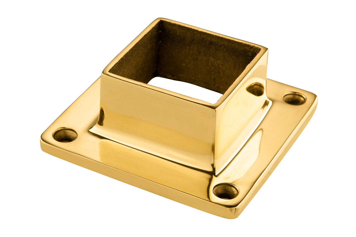 Square Flange for 2" Tubing Polished Brass
