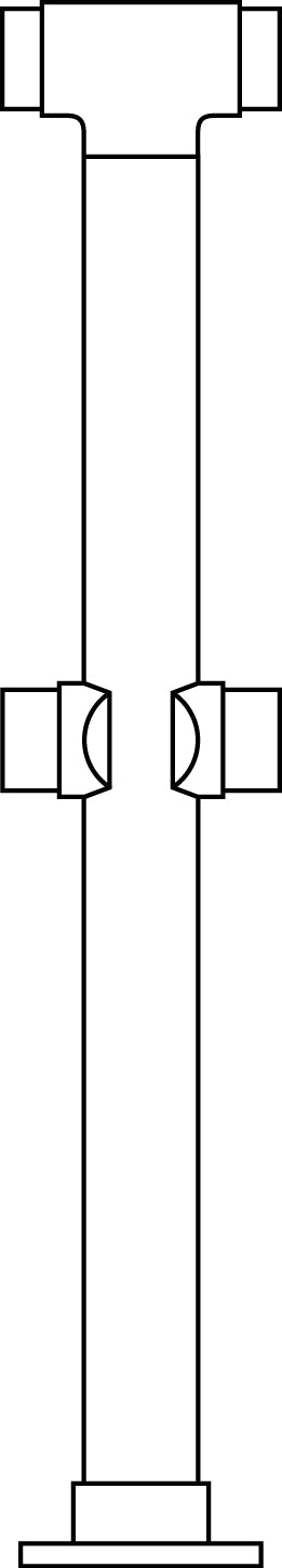 Double Flush Center Post for 2" Tubing 36" Length Polished Brass 36"