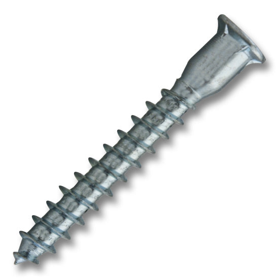Screw 7.0mm x 50mm Nickel Pozi Drive Flat Head With Nibs Coarse Thread Blunt Point, Multiples of 100