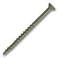 #8 Flat Head Screw With Nibs #2 Square Coarse Double Auger 2-1/2" Satin Brass, Multiples of 100
