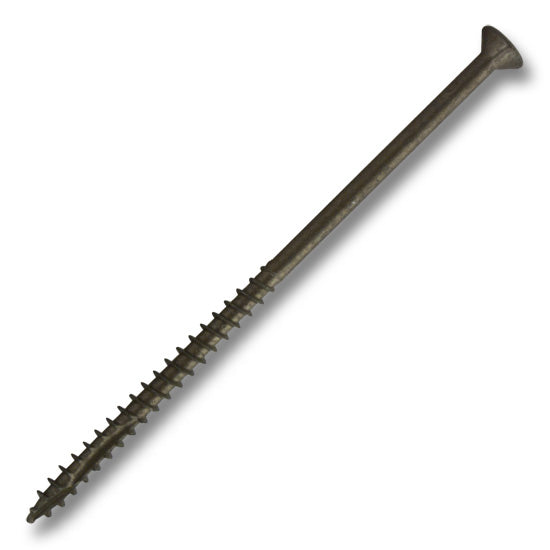 #10 Screw Flat Head Square With Nibs Coarse Thread Double Auger 4-1/2" Satin Brass, Multiples of 100