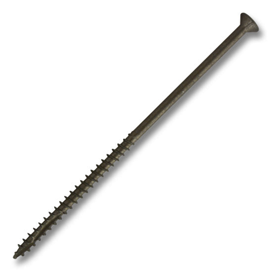#10 Screw Flat Head Square With Nibs Coarse Thread Double Auger 5" Satin Brass, Multiples of 100