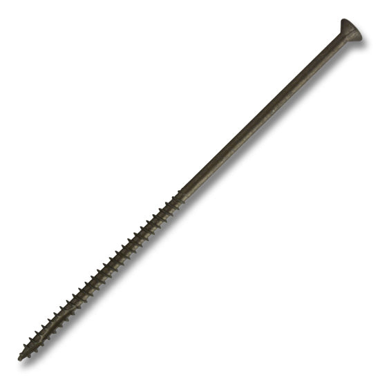 #10 Screw Flat Head Square With Nibs Coarse Thread Double Auger 6" Satin Brass, Multiples of 100