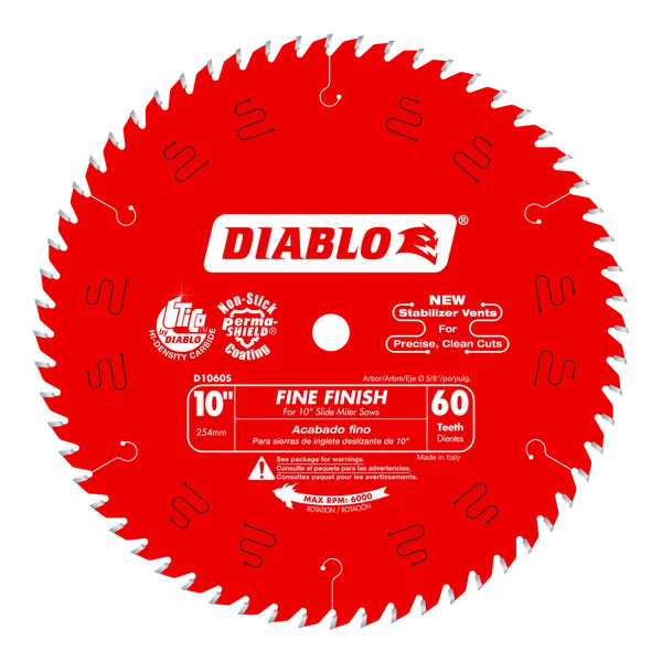 Freud Diablo Fine Finish Saw Blade 10 in. Slide Miter Diameter