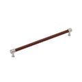 Amerock Fairlane Pull 12-5/8" Center To Center Brown Leather/Satin Nickel