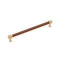 Amerock Fairlane Pull 10-1/16" Center To Center Cognac Leather/Champagne Bronze