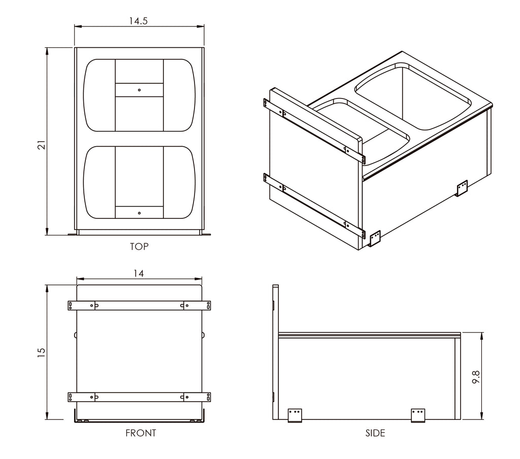Meadow Lane Double Waste Bin Pullout 50 Quart, White