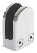 1/4" - 3/8" GlassGrip Flat Back 1-9/16" Height Satin Stainless Steel