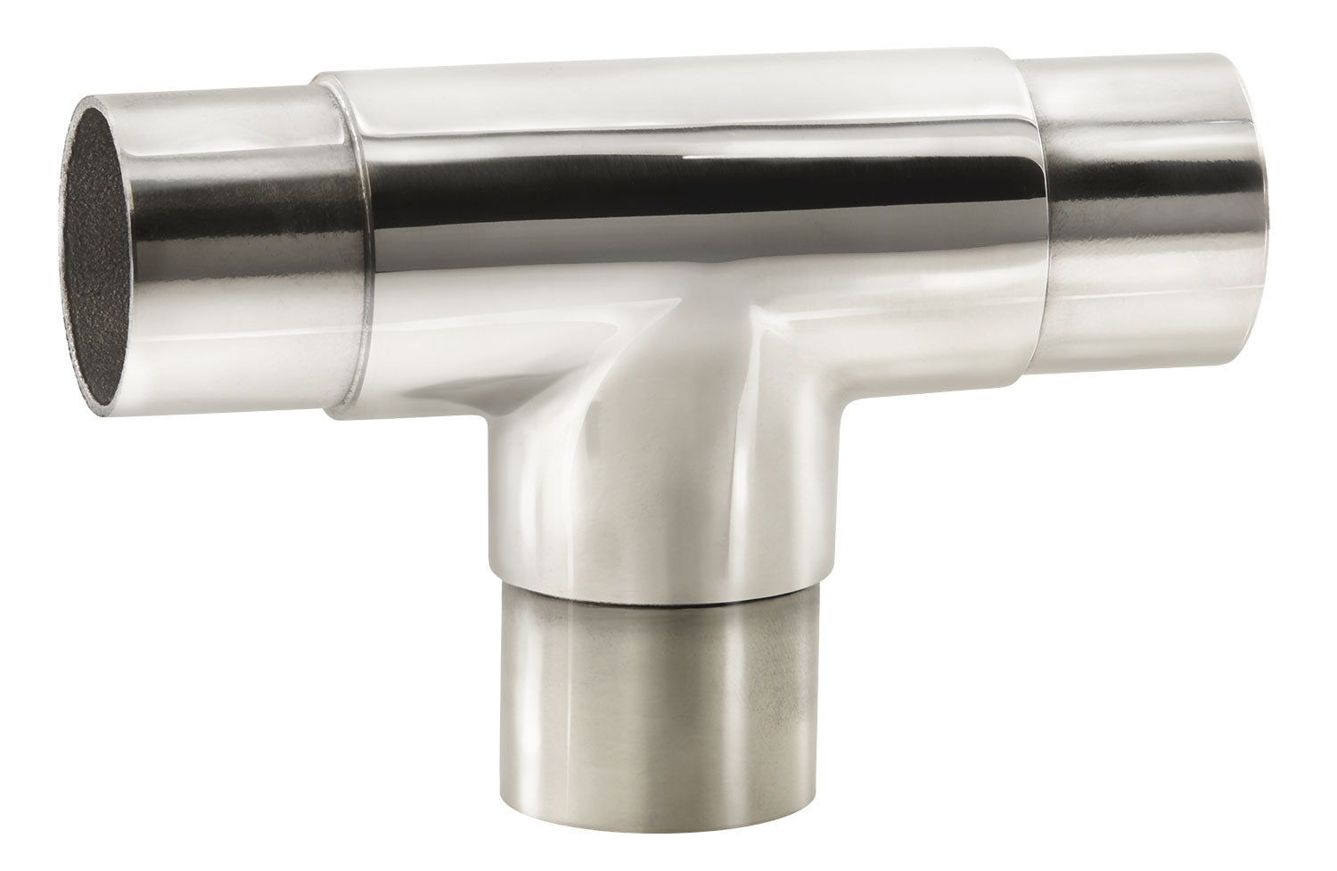 Flush Tee for 1-1/2" Tubing 316 Polished Stainless Steel