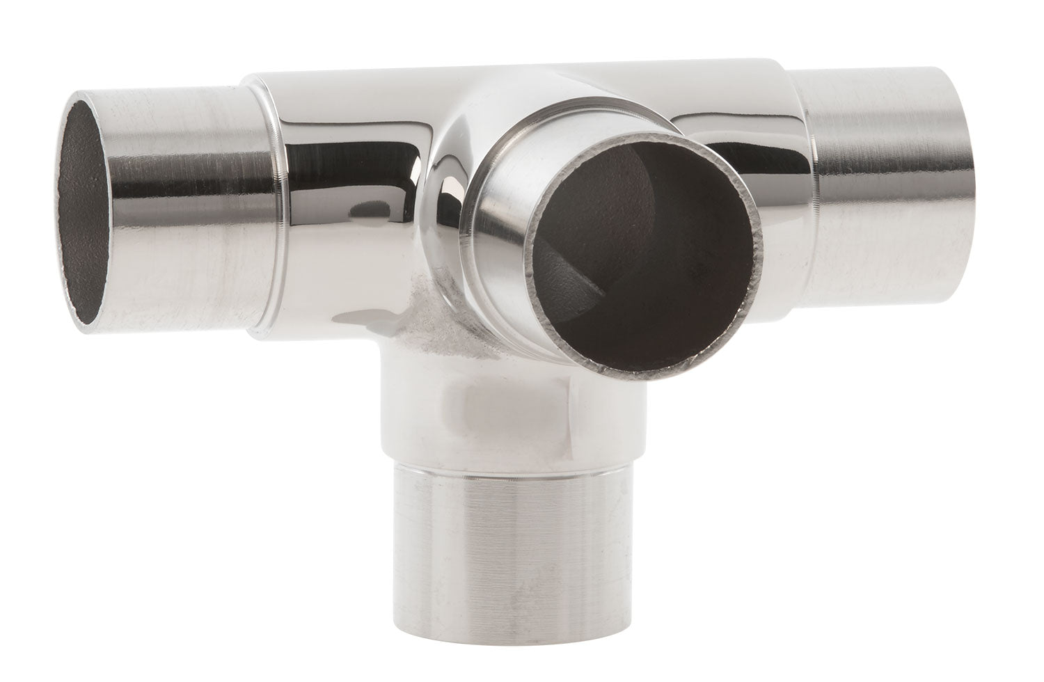 Flush Side Outlet Tee for 1-1/2" Tubing 316 Polished Stainless Steel
