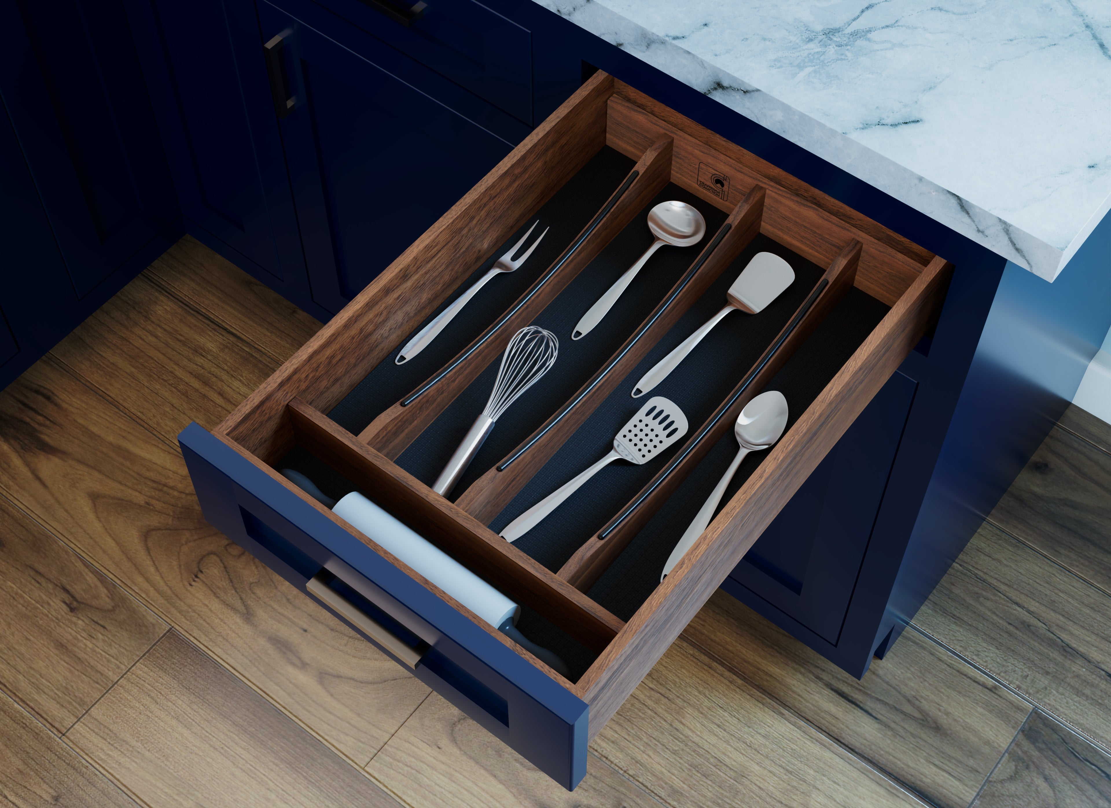 Craftsman Collection Solid Maple Utensil Drawer Insert w/ Black Accents, 18" Walnut