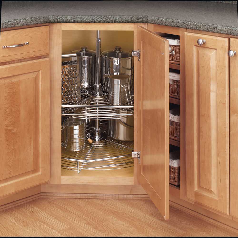Rev-a-shelf 32" D-Shape Chrome 2 Shelf Set Lazy Susan