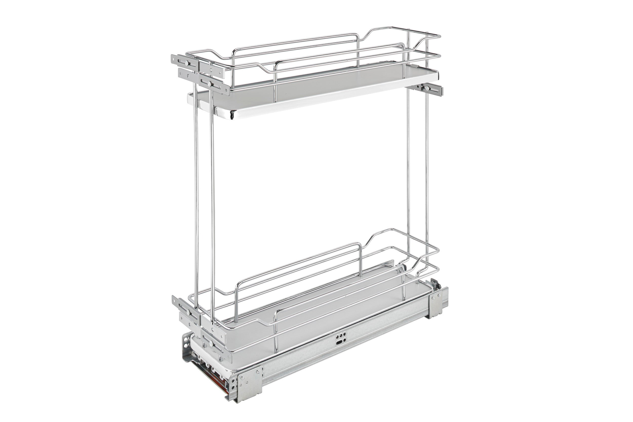 Rev-a-shelf Gray Solid Bottom Chrome Wire Two-Tier Contemporary Base Cabinet Pullout W/
