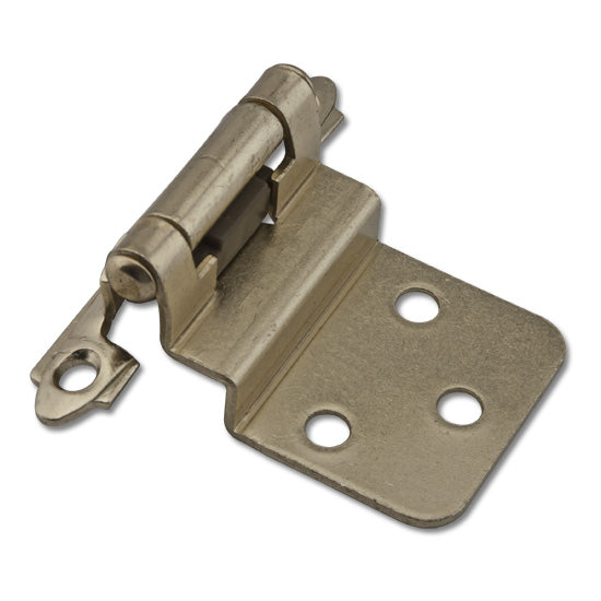 Cabinet Hinge 3/8" Inset Semi-Concealed Self Closing, Polished Brass