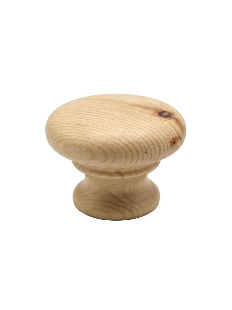 CSH OT Style Wooden Knob With 8-32 Machine Screw Insert Pine 1-1/8 in. Diameter