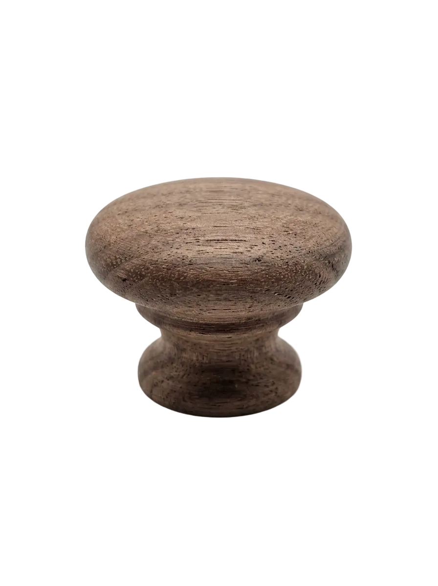 CSH OT Style Wooden Knob With 8-32 Machine Screw Insert Walnut 1-1/8 in. Diameter