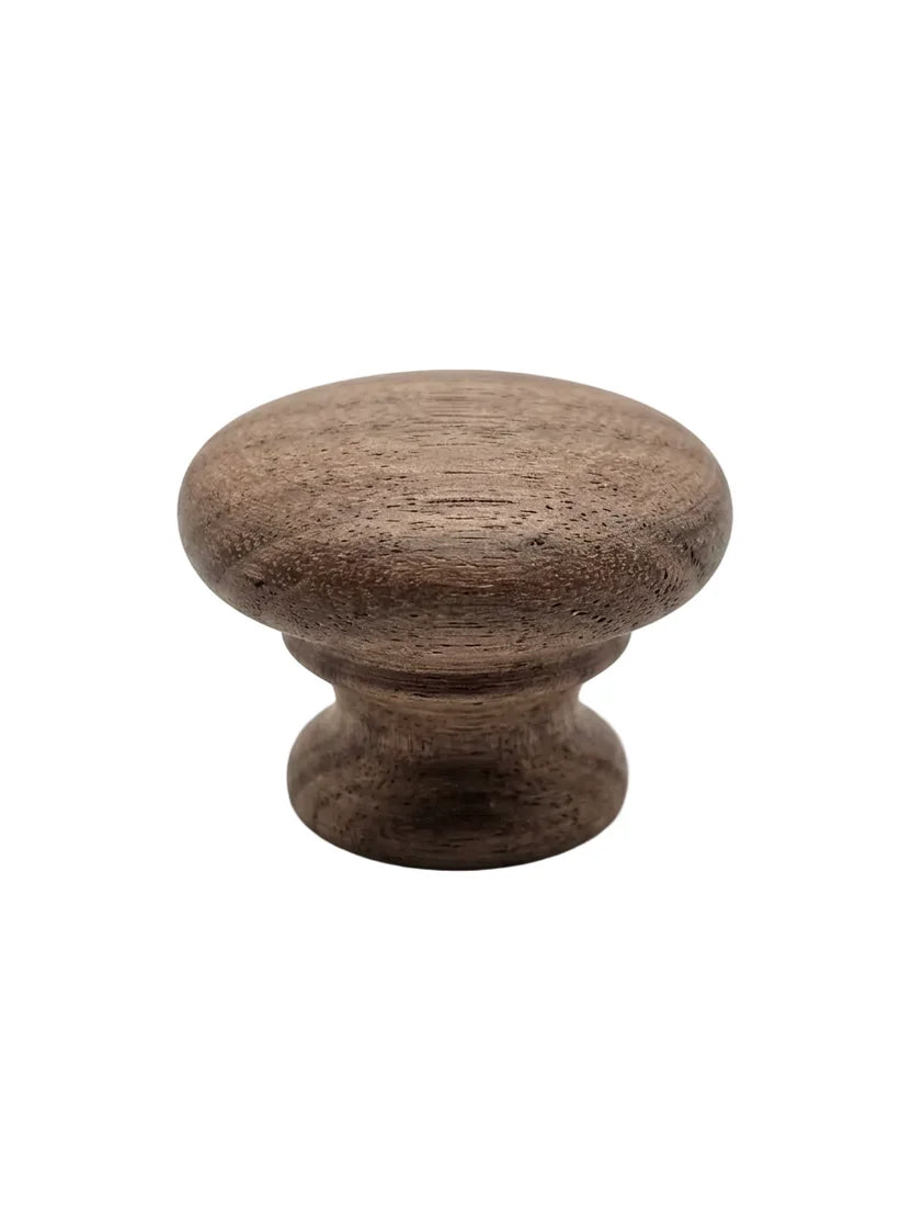 CSH OT Style Wooden Knob With 8-32 Machine Screw Insert Walnut 1-1/2 in. Diameter