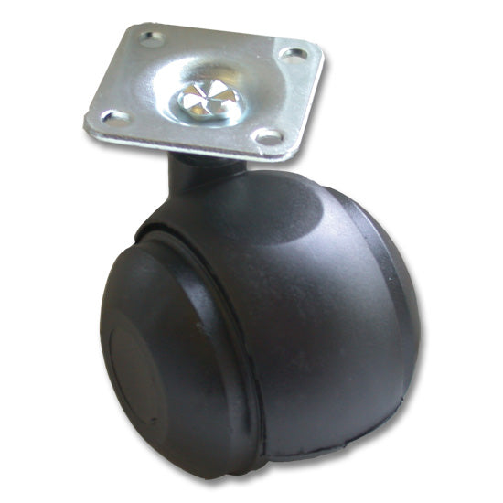 2" Twin Caster Wheel With Stem and Plate,Black