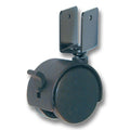 Twin Wheel Caster With Brake, 50mm, 3/4" U Channel, Rated For  88 lbs, Black