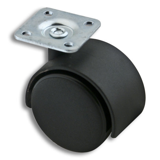 Caster No Brake Plate and Stem Black