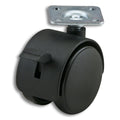 Caster-Plate & Stem Black With Brake, 50mm, Rated Rated For 88 lbs