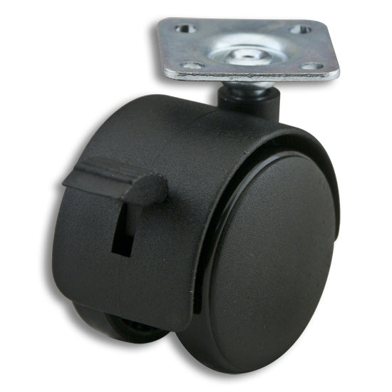 Caster-Plate & Stem Black With Brake, 50 mm, Rated For 88 lbs