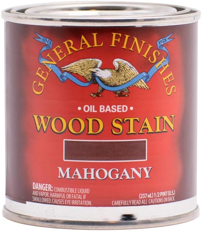 General Finishes Oil Base Stain, Mahogany, Half Pints