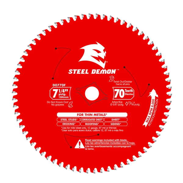 Freud Steel Demon Saw Blade for Thin Metal, 70 Tooth Count, 5/8"