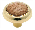 Amerock Allison Knob With Wood Insert, 1-1/4"Diameter, Oak/Polished Brass