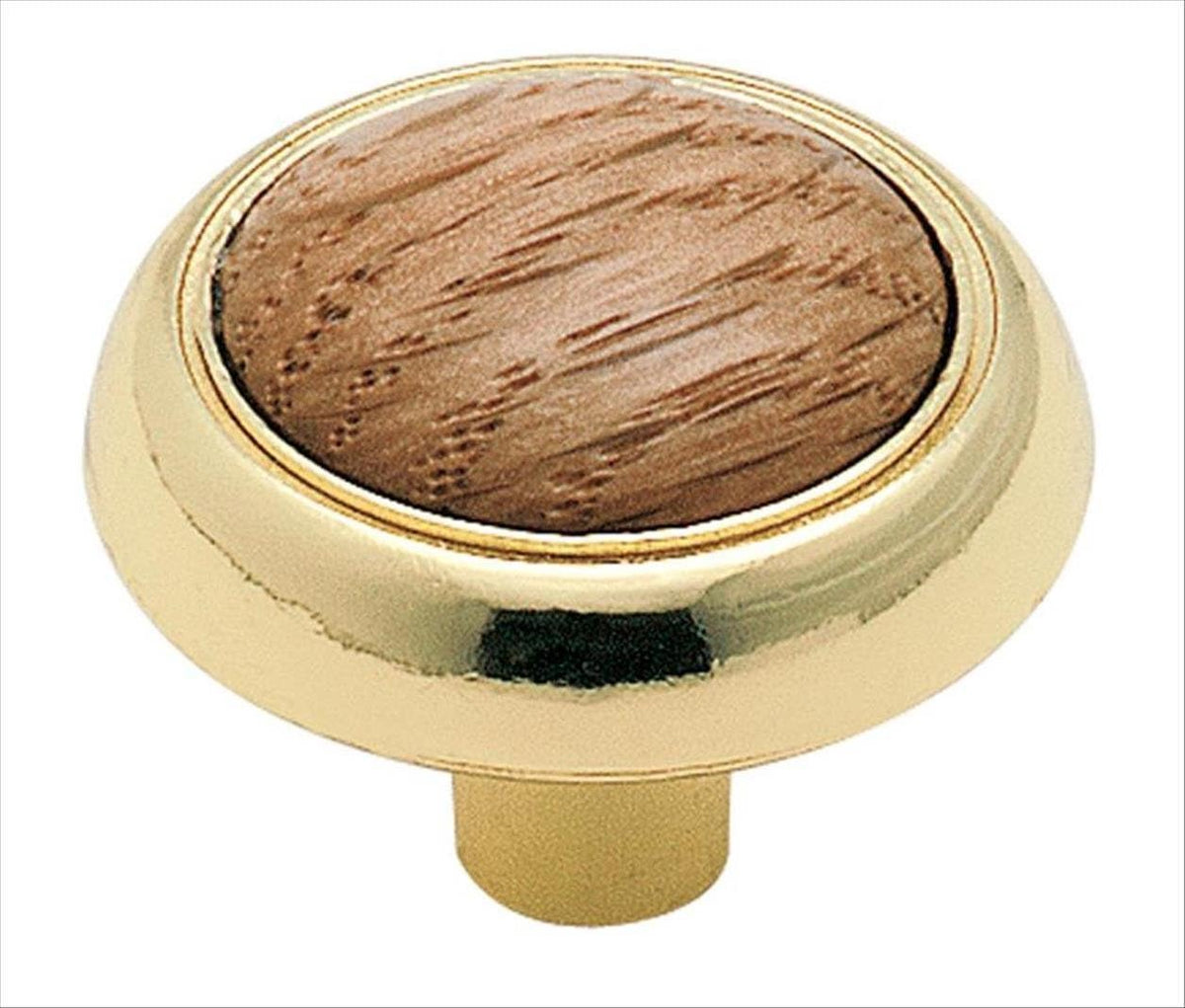 Amerock Allison Knob With Wood Insert, 1-1/4"Diameter, Oak/Polished Brass
