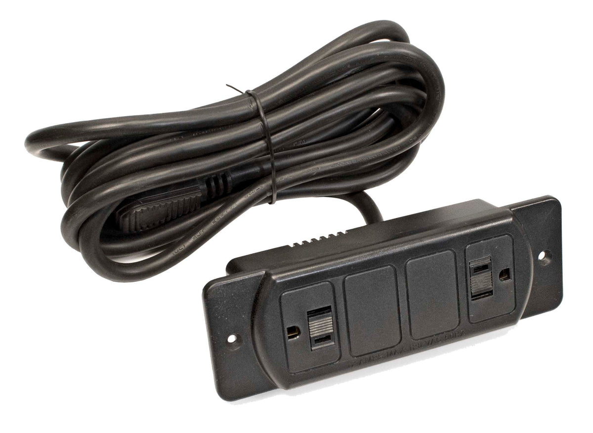 Furnlite Power Supply, Recess Mount With 2 Outlets And Child Safety Locks