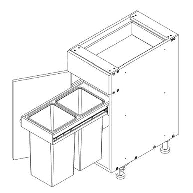 Base 15 W X 34-1\2 H X 27 D - Standard Series by Open Air Cabinets (Trash Pull-Out 2 Bins)