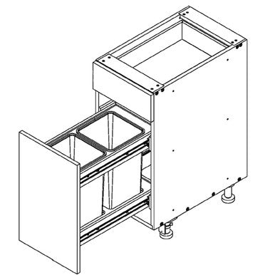 Base 15 W X 34-1\2 H X 27 D - Standard Series by Open Air Cabinets (Trash Pull-Out 2 Bins)