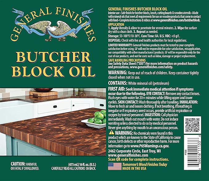 General Finishes Butcher Block Oil, Gallon
