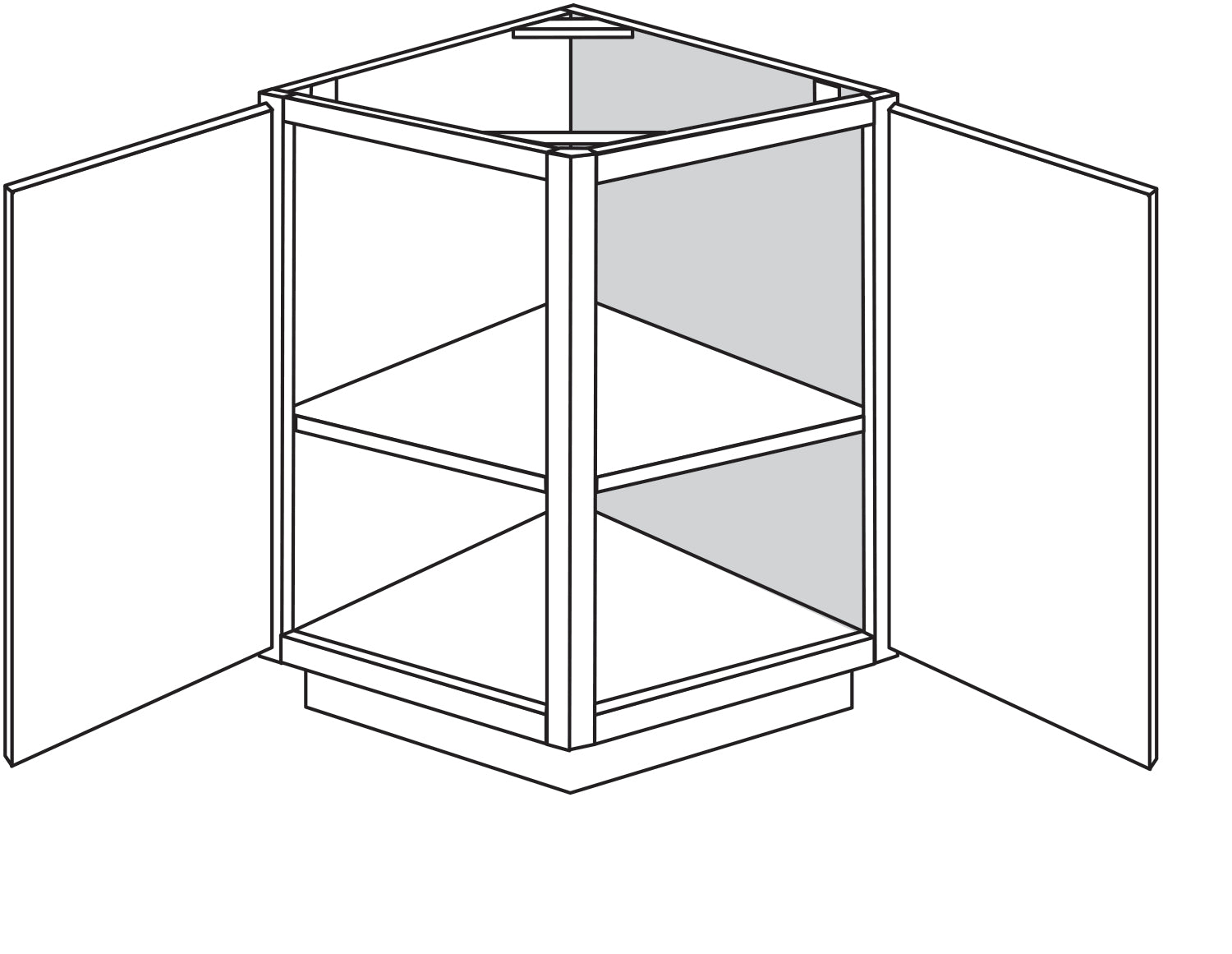 Base Return Angle 24 W X 34-1\2 H X 24 D - Regal Oak by Horning