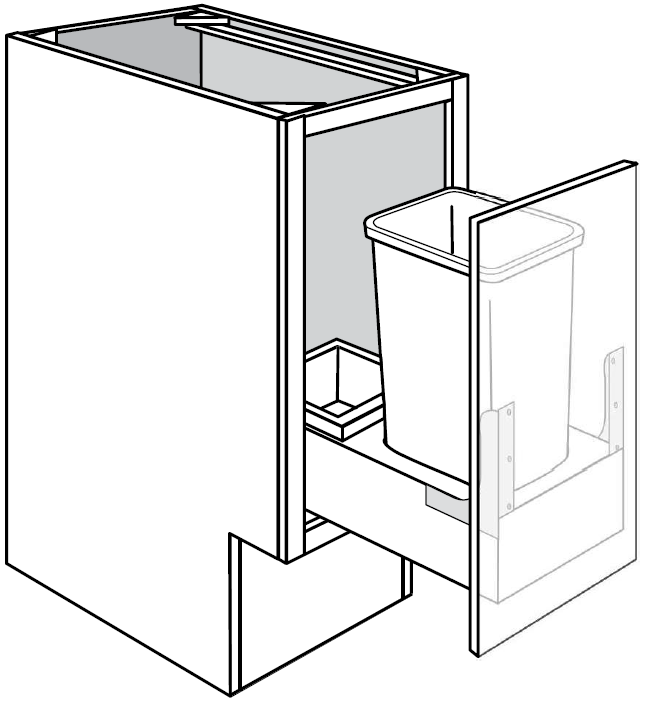 ADA w\ Trash pullout w\ door mount kit & full height door 15 W X 32-1\2 H X 24 D - Dover by JSI