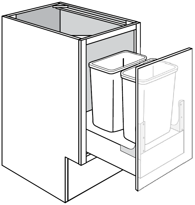 ADA w\ Trash pullout w\ door mount kit & full height door 18 W X 32-1\2 H X 24 D - Dover by JSI