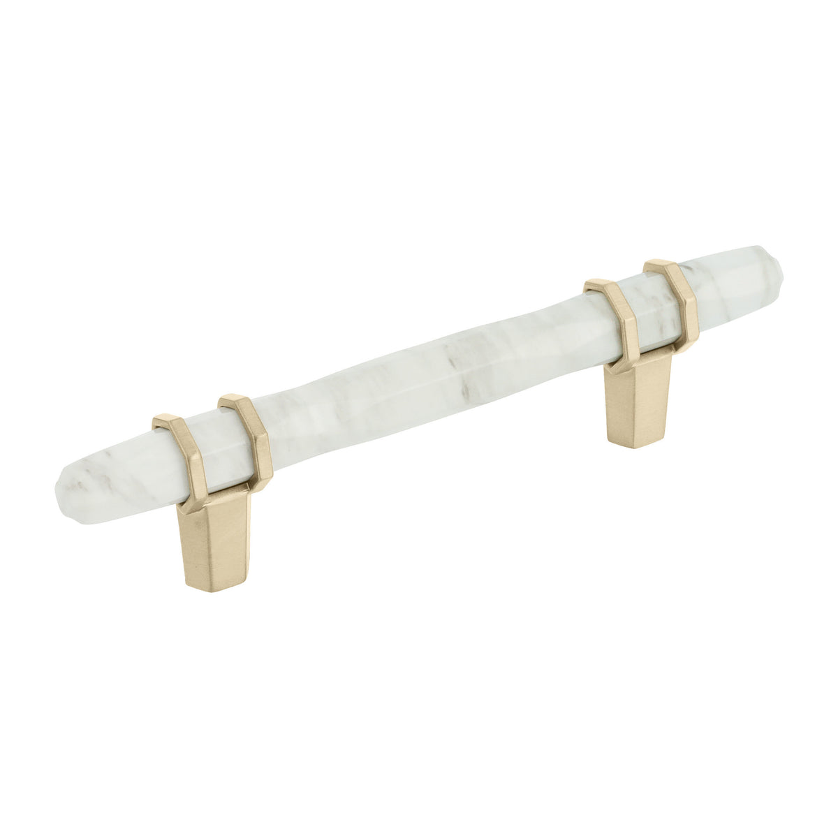 Amerock Carrione Pull 3-3/4 in. Center-to-Center Marble White/Golden Champagne