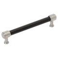 Amerock Fairlane Pull 6-5/16" Center To Center Black Leather/Satin Nickel