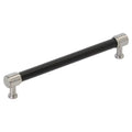 Amerock Fairlane Pull 7-9/16" Center To Center Black Leather/Satin Nickel