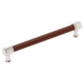 Amerock Fairlane Pull 7-9/16" Center To Center Brown Leather/Polished Nickel