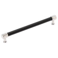 Amerock Fairlane Pull 8-13/16" Center To Center Black Leather/Polished Nickel