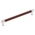 Amerock Fairlane Pull 8-13/16" Center To Center Brown Leather/Polished Nickel
