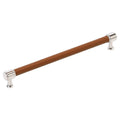Amerock Fairlane Pull 10-1/16" Center To Center Cognac Leather/Polished Nickel