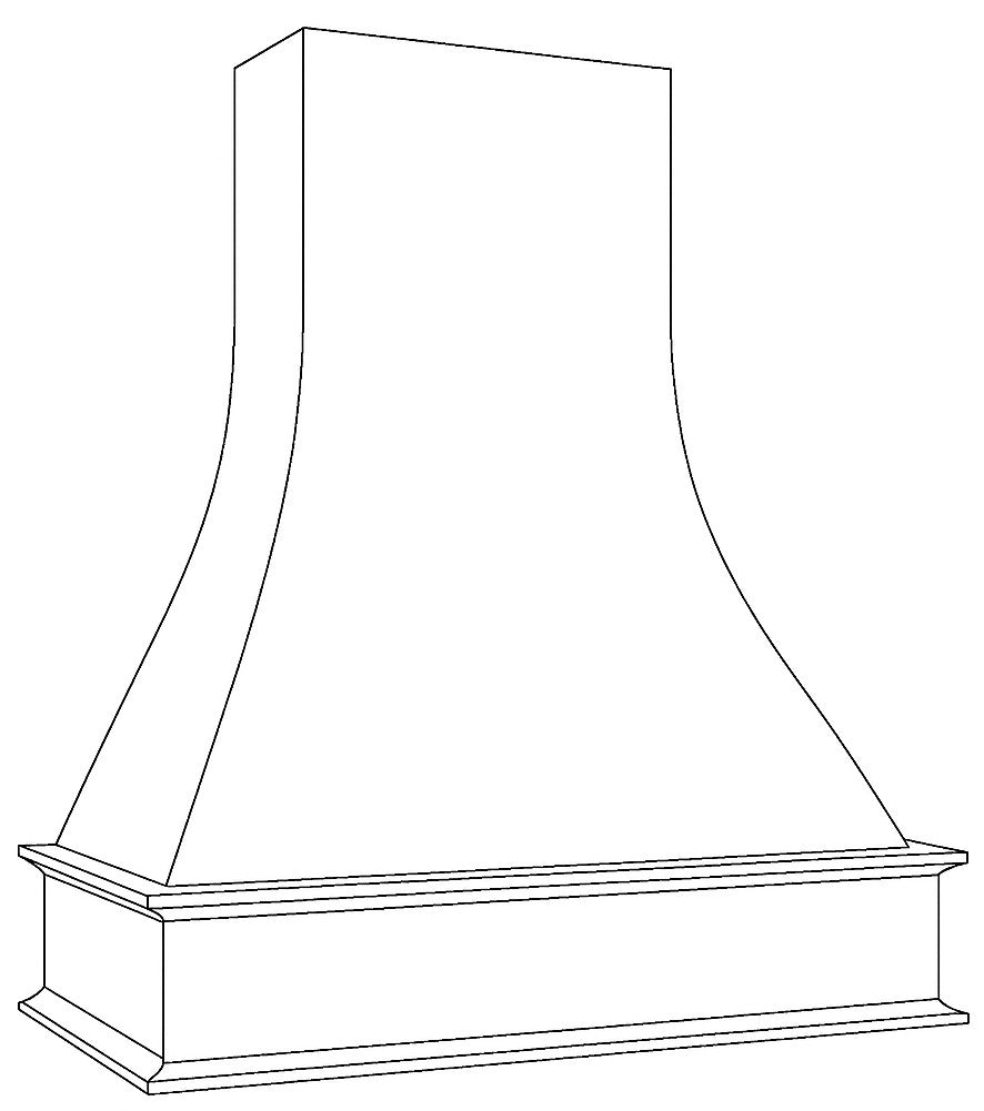 Contoured Chimney Hood 38 W X 46 H X 20 D (top 12" trimable Order blower) - Rainier Paint by Legend