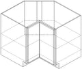 Asymmetrical Crnr Base Cab Fixed Shelf 36 W X 39 W X 34-1\2 H X 24 D - Teton Rustic Stain by Legend