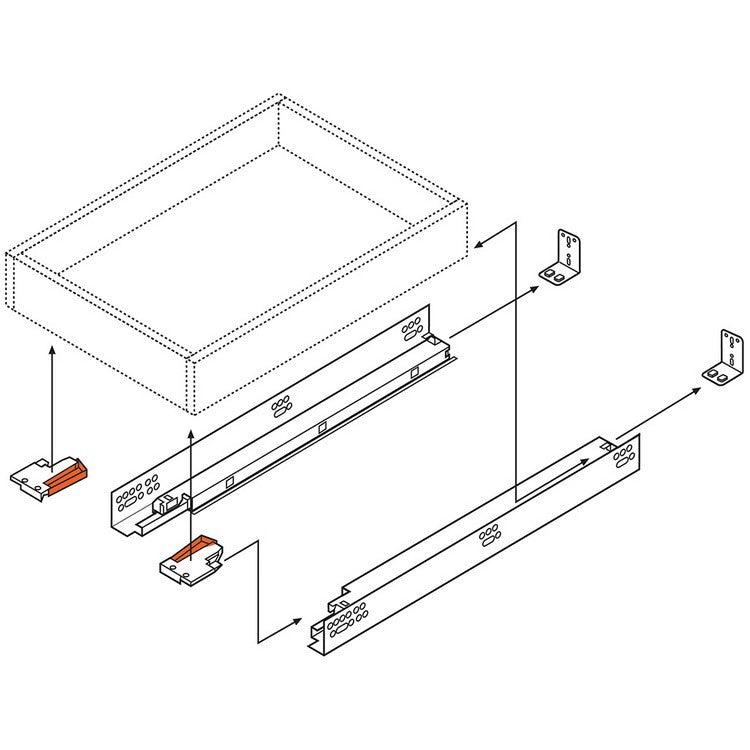 Tandem Plus Blumotion 563F Full Extension Drawer Runners, 9"