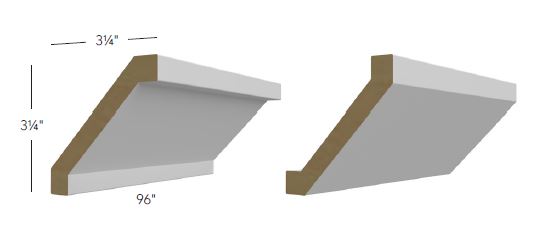 Crown Large Shaker Moulding 3-1/4 H X 3-1/4 D X96 L- Echo by Fabuwood