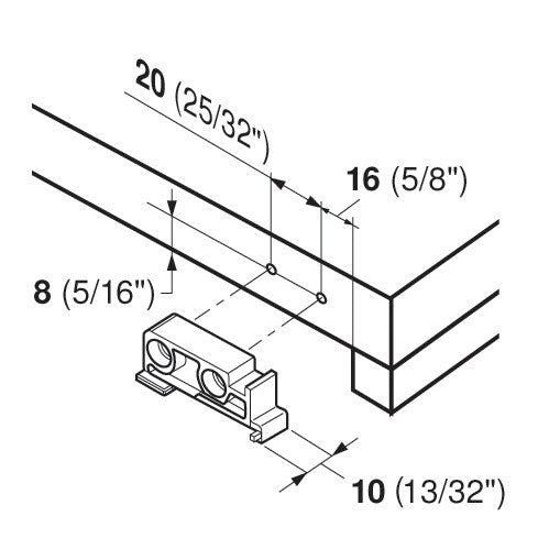 Rear Mounting Block For Pull-Out Shelves For Tandem Drawer Runners