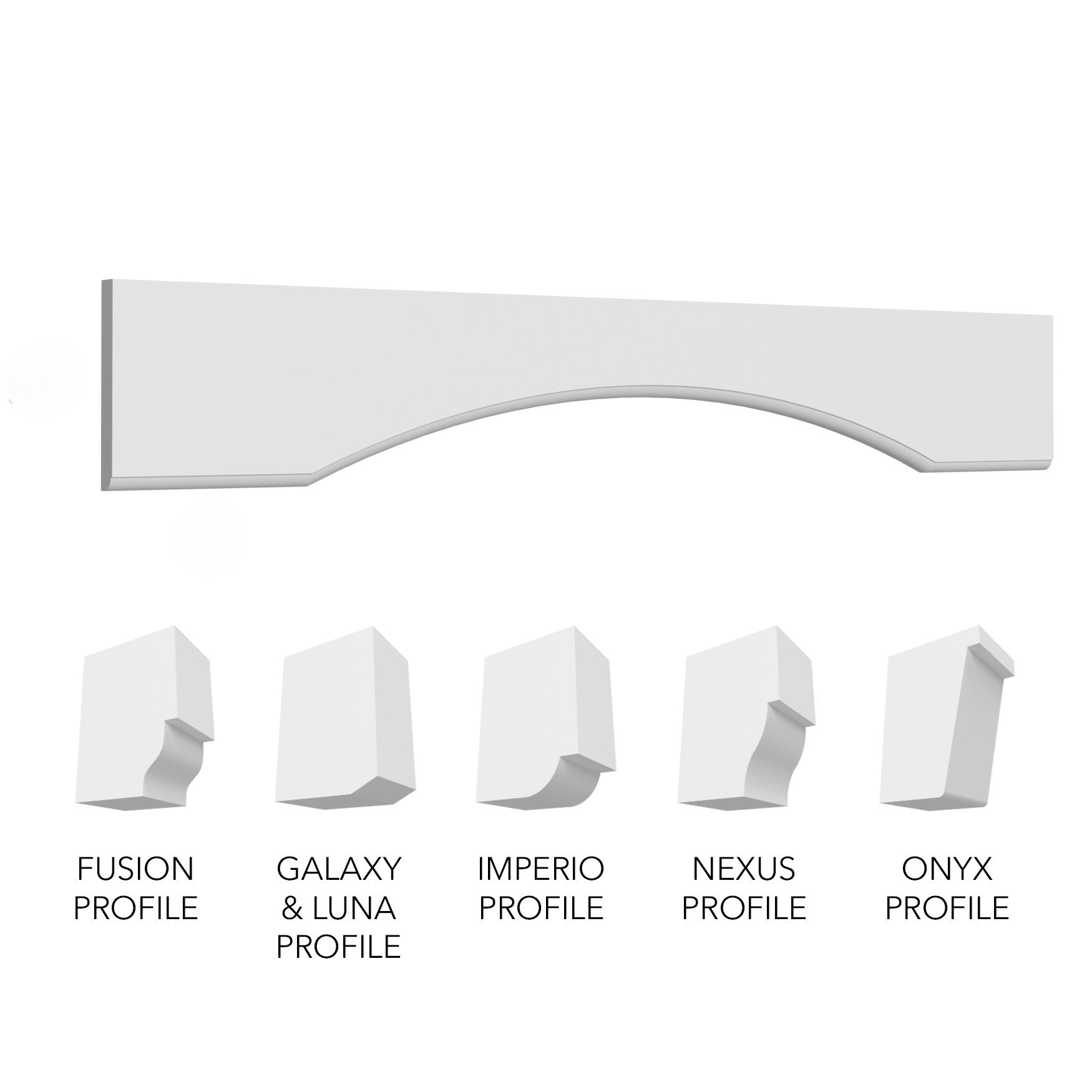 Valance Arched 54 W X 5-1/2 H X D (Trimmable to 48 W) - Echo by Fabuwood